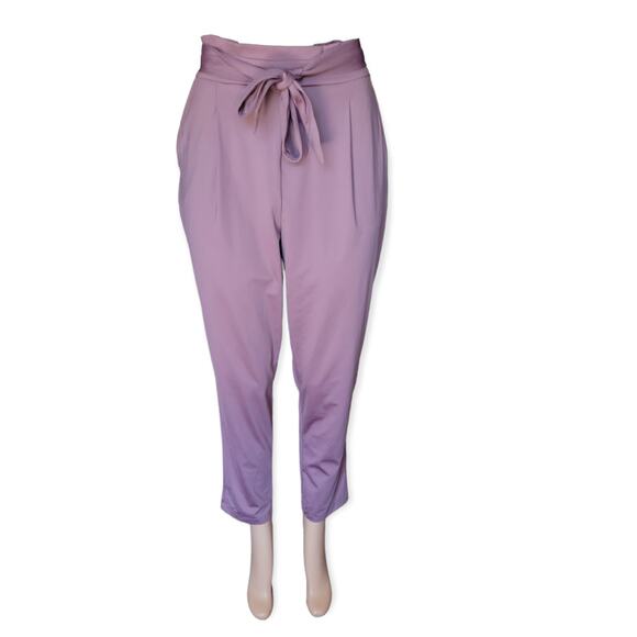 Bagatelle Collection High Rise Paperbag Tie Waist Ankle Pant Size Medium Mauve - Picture 1 of 11